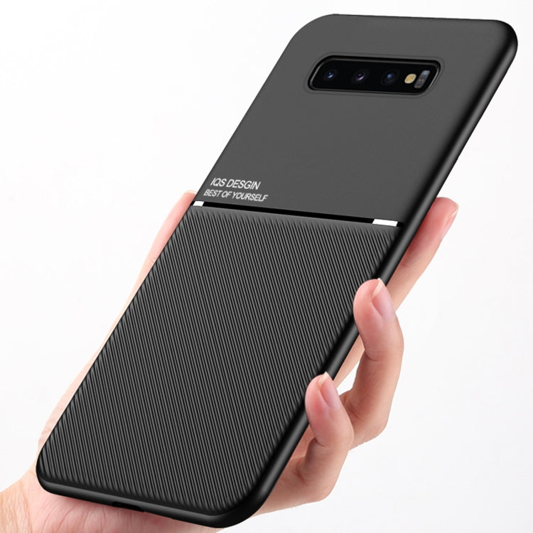 For Samsung Galaxy S10e Classic Tilt Strip Grain Magnetic Shockproof PC + TPU Case(Black)
