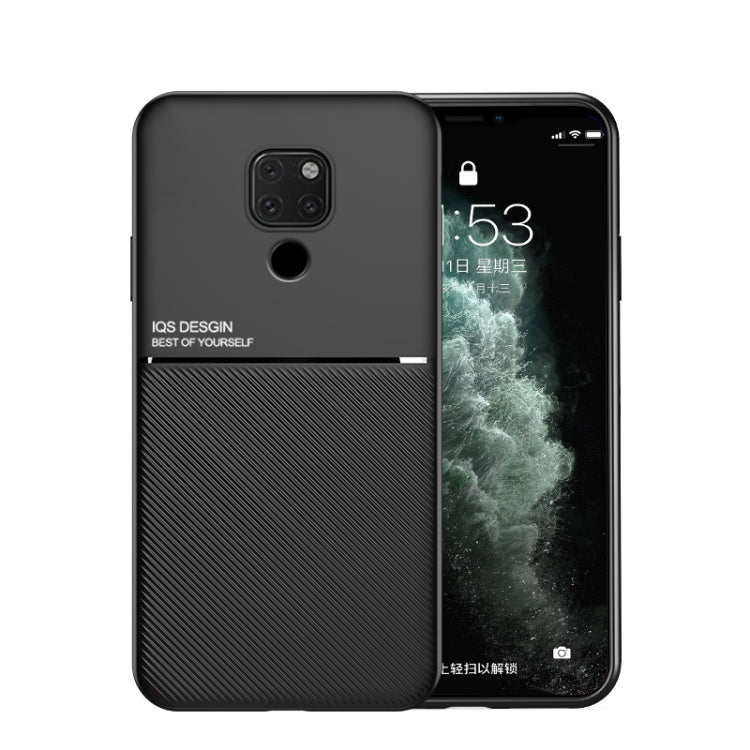 For Huawei Mate 20 Pro Classic Tilt Strip Grain Magnetic Shockproof PC + TPU Case(Black)