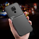 For Huawei Mate 20 Pro Classic Tilt Strip Grain Magnetic Shockproof PC + TPU Case(Black)