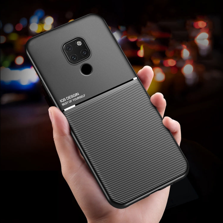 For Huawei Mate 20 Pro Classic Tilt Strip Grain Magnetic Shockproof PC + TPU Case(Black)