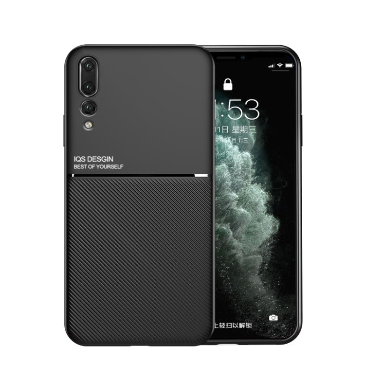 For Huawei P20 Pro Classic Tilt Strip Grain Magnetic Shockproof PC + TPU Case(Black)