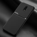 For OnePlus 7 Classic Tilt Strip Grain Magnetic Shockproof PC + TPU Case(Black)