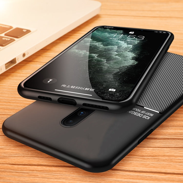 For OnePlus 7 Classic Tilt Strip Grain Magnetic Shockproof PC + TPU Case(Black)