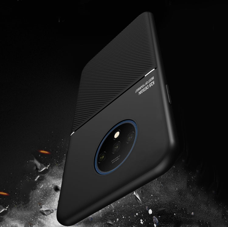 For OnePlus 7T Classic Tilt Strip Grain Magnetic Shockproof PC + TPU Case(Black)