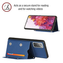For Samsung Galaxy S20 FE Skin Feel PU + TPU + PC Back Cover Shockproof Case with Card Slots & Holder & Photo Frame(Royal Blue)