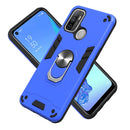 For OPPO A32 2020 / A53 / A33 2020 Armour Series PC + TPU Protective Case with Ring Holder(Dark Blue)