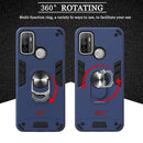 For OPPO A32 2020 / A53 / A33 2020 Armour Series PC + TPU Protective Case with Ring Holder(Dark Blue)