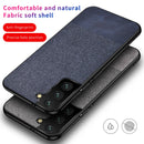 For Samsung Galaxy S21 Ultra 5G Shockproof Splicing PU + Cloth Protective Case(Curtain Black)