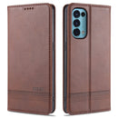 For Oppo Reno5 5G AZNS Magnetic Calf Texture Horizontal Flip Leather Case with Card Slots & Holder & Wallet(Dark Brown)