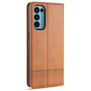 For Oppo Reno5 5G AZNS Magnetic Calf Texture Horizontal Flip Leather Case with Card Slots & Holder & Wallet(Light Brown)