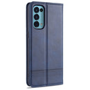 For Oppo Reno5 5G AZNS Magnetic Calf Texture Horizontal Flip Leather Case with Card Slots & Holder & Wallet(Dark Blue)