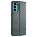 For Oppo Reno5 5G AZNS Magnetic Calf Texture Horizontal Flip Leather Case with Card Slots & Holder & Wallet(Dark Green)