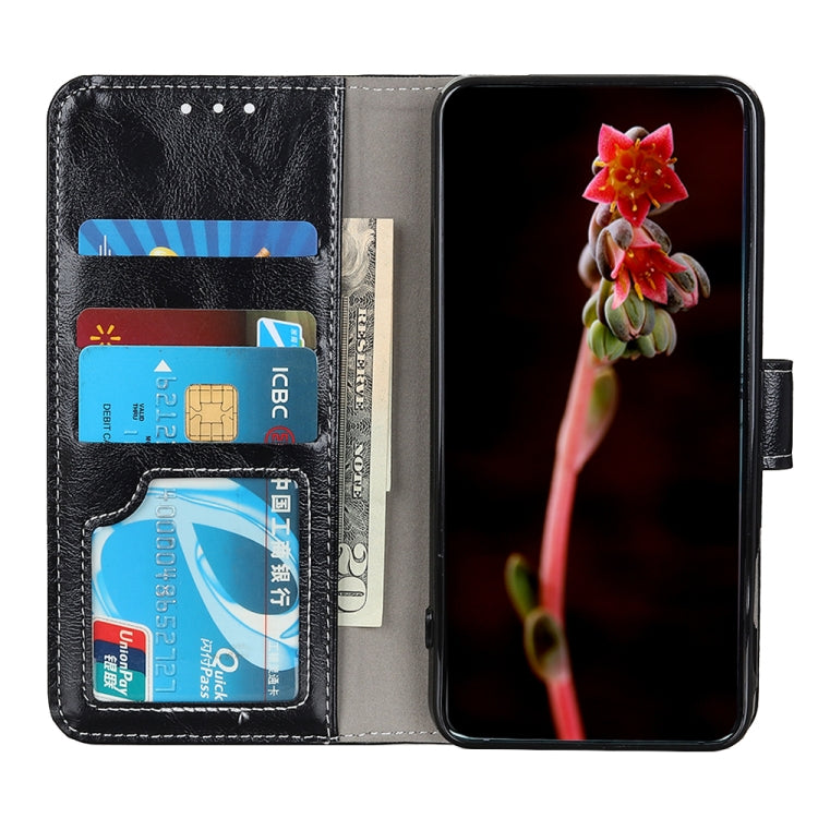 For OnePlus 9 Retro Crazy Horse Texture Horizontal Flip Leather Case, with Holder & Card Slots & Wallet & Photo Frame(Black)