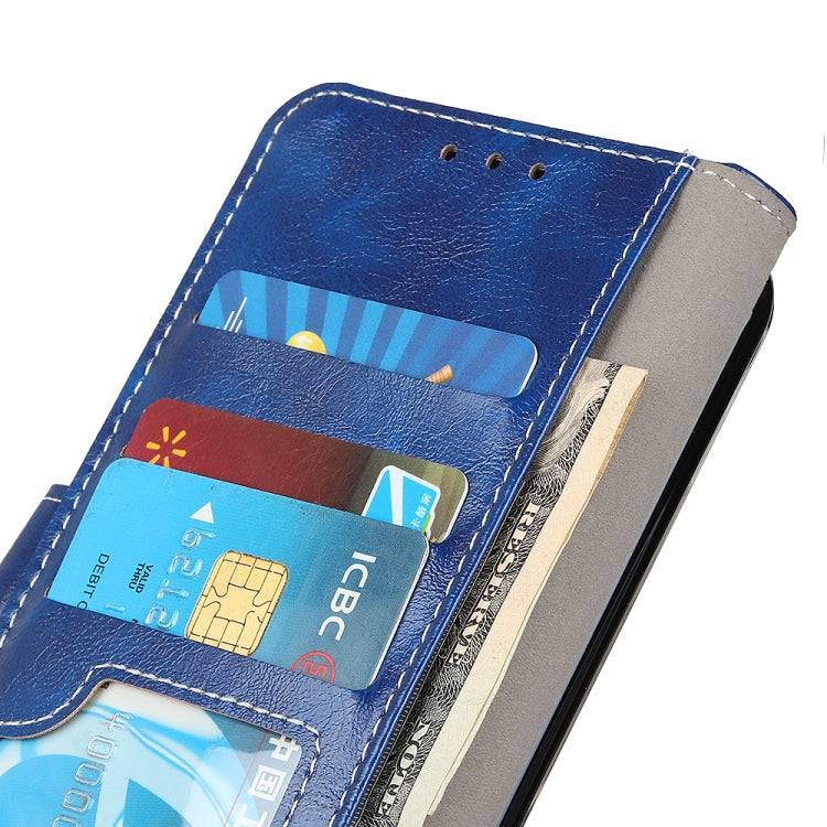 For OnePlus 9 Retro Crazy Horse Texture Horizontal Flip Leather Case, with Holder & Card Slots & Wallet & Photo Frame(Blue)