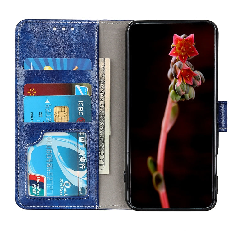 For OnePlus 9 Retro Crazy Horse Texture Horizontal Flip Leather Case, with Holder & Card Slots & Wallet & Photo Frame(Blue)