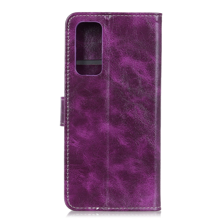 For OnePlus 9 Retro Crazy Horse Texture Horizontal Flip Leather Case, with Holder & Card Slots & Wallet & Photo Frame(Purple)