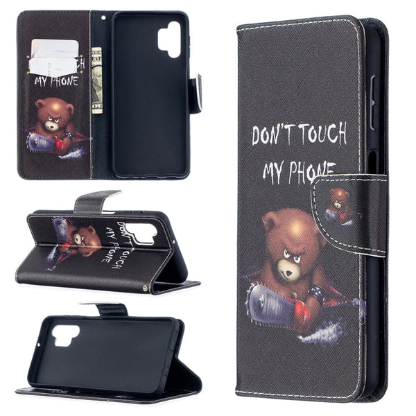 For Samsung Galaxy A32 5G Colored Drawing Pattern Horizontal Flip Leather Case with Holder & Card Slots & Wallet(Bear)