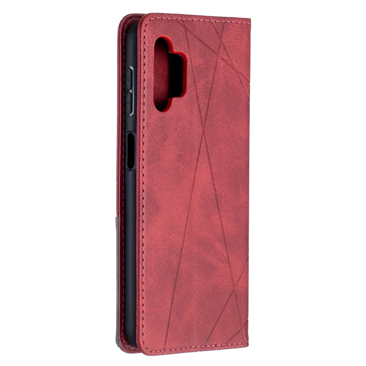 For Samsung Galaxy A32 5G Prismatic Invisible Magnetic Horizontal Flip Leather Case with Holder & Card Slots & Photo Frame(Red)