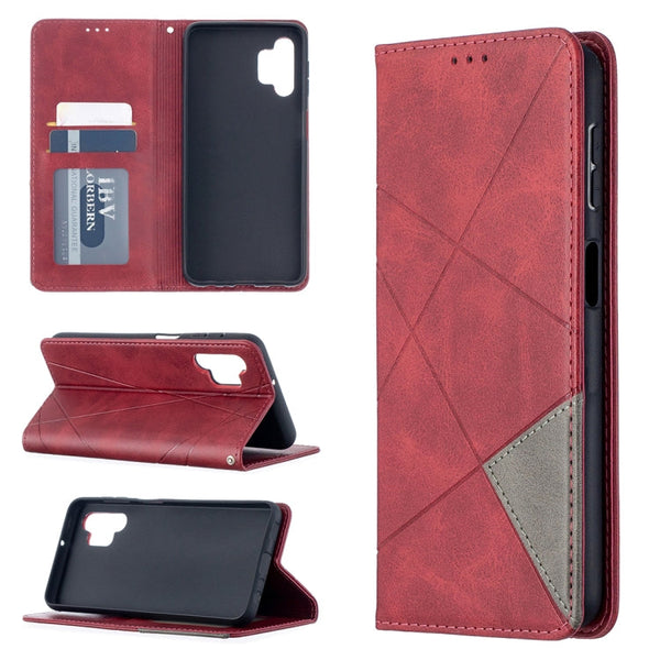 For Samsung Galaxy A32 5G Prismatic Invisible Magnetic Horizontal Flip Leather Case with Holder & Card Slots & Photo Frame(Red)