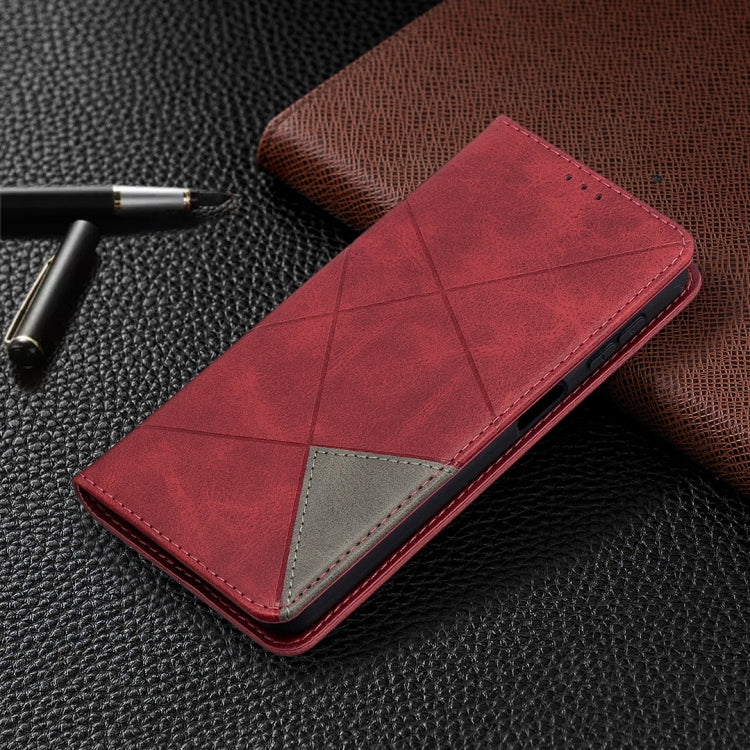 For Samsung Galaxy A32 5G Prismatic Invisible Magnetic Horizontal Flip Leather Case with Holder & Card Slots & Photo Frame(Red)