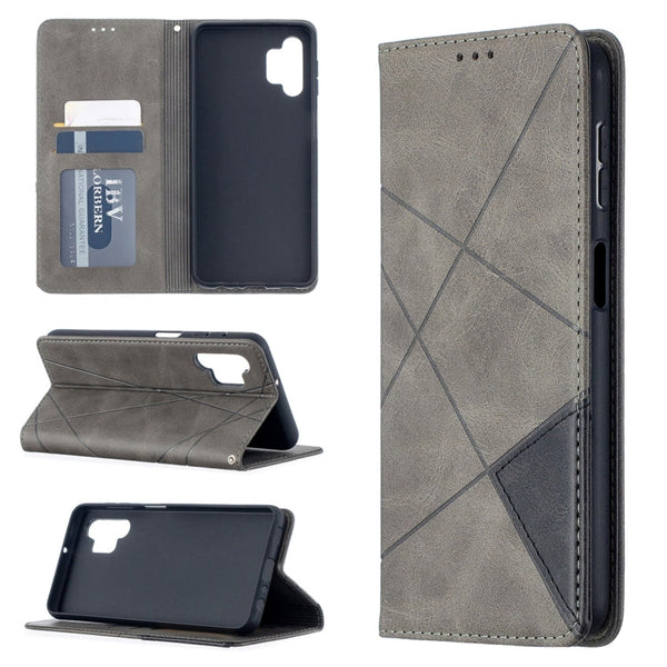 For Samsung Galaxy A32 5G Prismatic Invisible Magnetic Horizontal Flip Leather Case with Holder & Card Slots & Photo Frame(Grey)