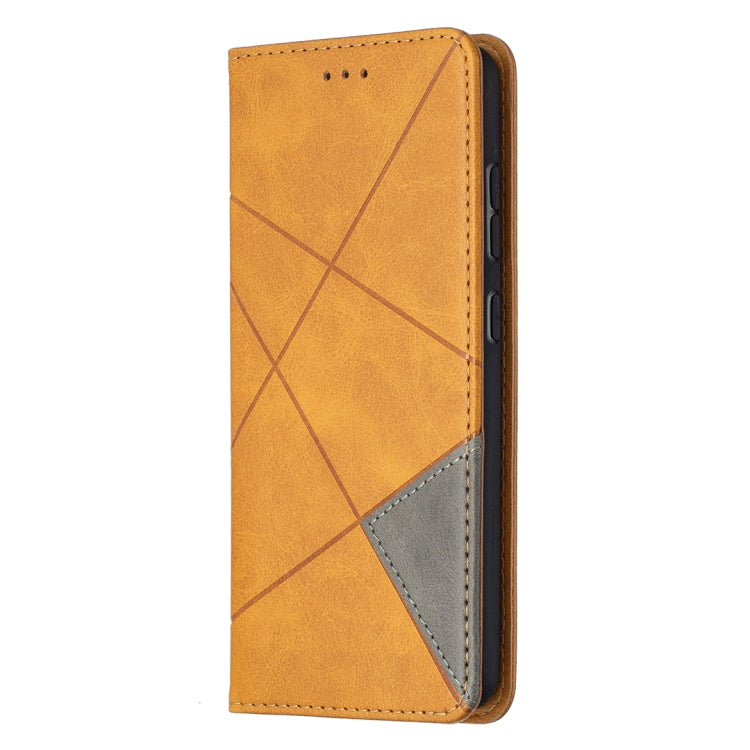For Samsung Galaxy A52 5G / 4G Prismatic Invisible Magnetic Horizontal Flip Leather Case with Holder & Card Slots & Photo Frame(Yellow)
