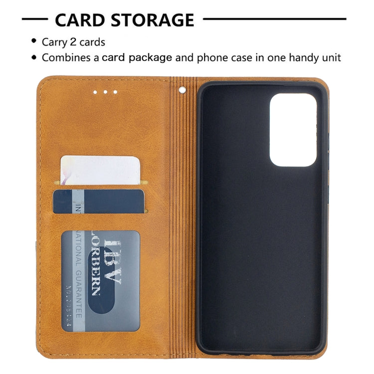 For Samsung Galaxy A52 5G / 4G Prismatic Invisible Magnetic Horizontal Flip Leather Case with Holder & Card Slots & Photo Frame(Yellow)