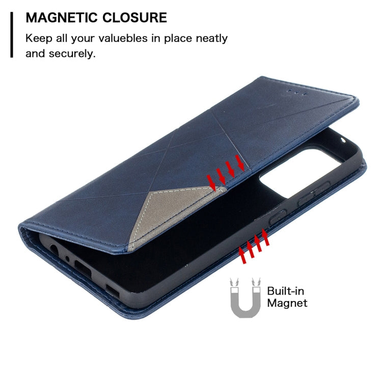For Samsung Galaxy A52 5G / 4G Prismatic Invisible Magnetic Horizontal Flip Leather Case with Holder & Card Slots & Photo Frame(Blue)
