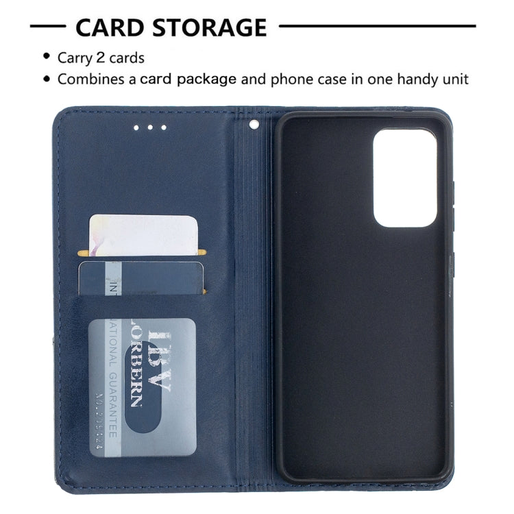 For Samsung Galaxy A52 5G / 4G Prismatic Invisible Magnetic Horizontal Flip Leather Case with Holder & Card Slots & Photo Frame(Blue)