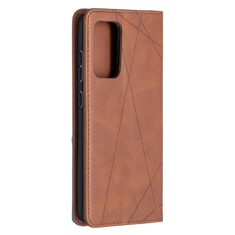 For Samsung Galaxy A52 5G / 4G Prismatic Invisible Magnetic Horizontal Flip Leather Case with Holder & Card Slots & Photo Frame(Brown)