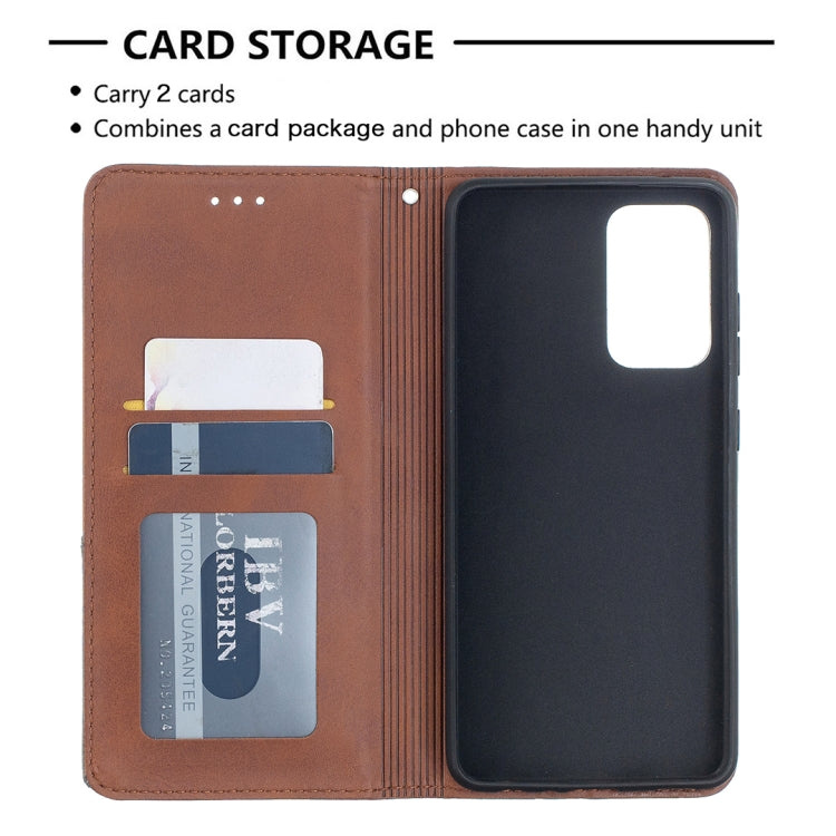 For Samsung Galaxy A52 5G / 4G Prismatic Invisible Magnetic Horizontal Flip Leather Case with Holder & Card Slots & Photo Frame(Brown)
