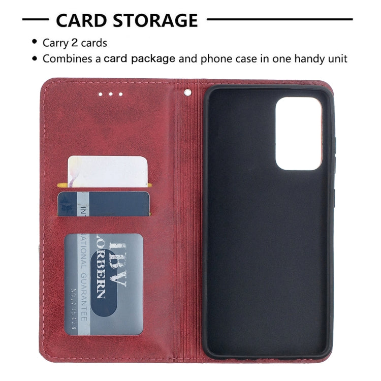 For Samsung Galaxy A52 5G / 4G Prismatic Invisible Magnetic Horizontal Flip Leather Case with Holder & Card Slots & Photo Frame(Red)