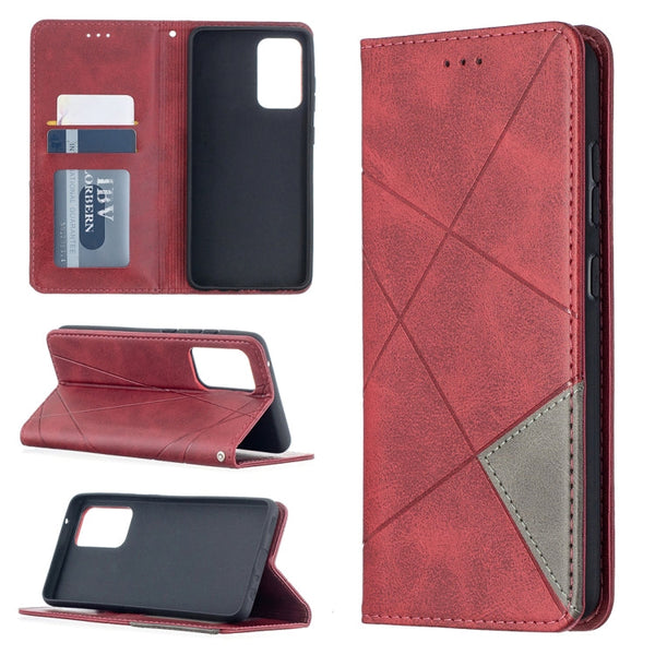 For Samsung Galaxy A52 5G / 4G Prismatic Invisible Magnetic Horizontal Flip Leather Case with Holder & Card Slots & Photo Frame(Red)