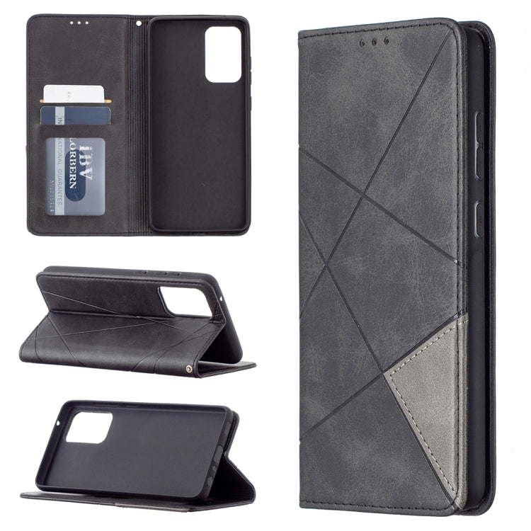 For Samsung Galaxy A72 5G / 4G Prismatic Invisible Magnetic Horizontal Flip Leather Case with Holder & Card Slots & Photo Frame(Black)