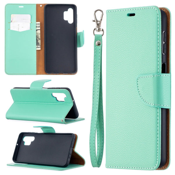 For Samsung Galaxy A32 5G Litchi Texture Pure Color Horizontal Flip PU Leather Case with Holder & Card Slots & Wallet & Lanyard(Green)