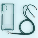 For Samsung Galaxy A32 5G Acrylic + Color TPU Shockproof Case with Neck Lanyard(Dark Green)
