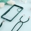 For Samsung Galaxy A32 5G Acrylic + Color TPU Shockproof Case with Neck Lanyard(Dark Green)