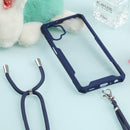 For Samsung Galaxy A32 5G Acrylic + Color TPU Shockproof Case with Neck Lanyard(Dark Blue)