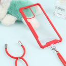 For Samsung Galaxy A52 5G / 4G Acrylic + Color TPU Shockproof Case with Neck Lanyard(Red)