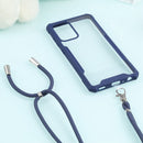 For Samsung Galaxy A52 5G / 4G Acrylic + Color TPU Shockproof Case with Neck Lanyard(Dark Blue)