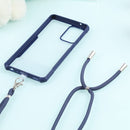 For Samsung Galaxy A52 5G / 4G Acrylic + Color TPU Shockproof Case with Neck Lanyard(Dark Blue)