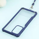 For Samsung Galaxy A52 5G / 4G Acrylic + Color TPU Shockproof Case with Neck Lanyard(Dark Blue)