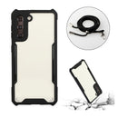 For Samsung Galaxy S21 5G Acrylic + Color TPU Shockproof Case with Neck Lanyard(Black)