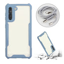 For Samsung Galaxy S21 5G Acrylic + Color TPU Shockproof Case with Neck Lanyard(Milk Grey)