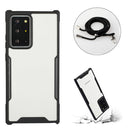 For Samsung Galaxy S21 Ultra 5G Acrylic + Color TPU Shockproof Case with Neck Lanyard(Black)
