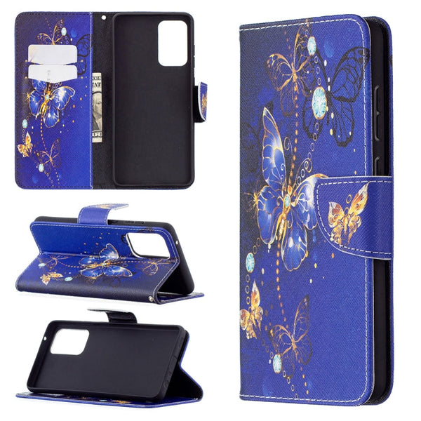 For Samsung Galaxy A72 5G / 4G Colored Drawing Pattern Horizontal Flip Leather Case with Holder & Card Slots & Wallet(Purple Butterfly)