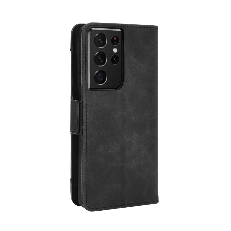For Samsung Galaxy S21 Ultra 5G Skin Feel Calf Pattern Horizontal Flip Leather Case with Holder & Card Slots & Photo Frame(Black)