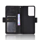 For Samsung Galaxy S21 Ultra 5G Skin Feel Calf Pattern Horizontal Flip Leather Case with Holder & Card Slots & Photo Frame(Black)