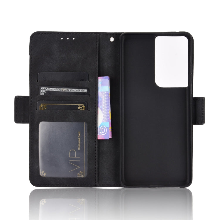 For Samsung Galaxy S21 Ultra 5G Skin Feel Calf Pattern Horizontal Flip Leather Case with Holder & Card Slots & Photo Frame(Black)
