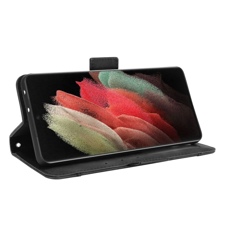 For Samsung Galaxy S21 Ultra 5G Skin Feel Calf Pattern Horizontal Flip Leather Case with Holder & Card Slots & Photo Frame(Black)